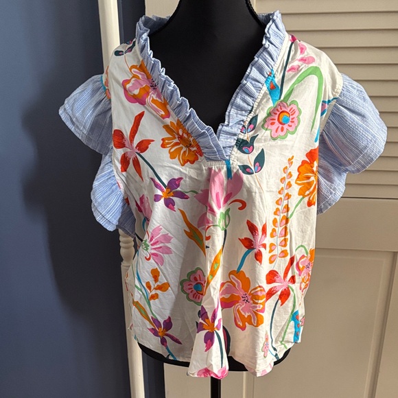 THML Multicolor Floral Ruffle Blouse - Picture 7 of 7